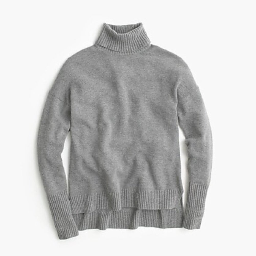 J. Crew Gray Relaxed Wool Blend Turtleneck Sweater Size Extra Small